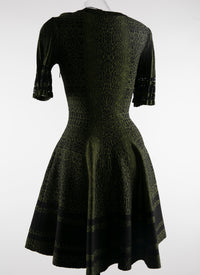 Robe à manches courtes ajourées - Noir & Vert