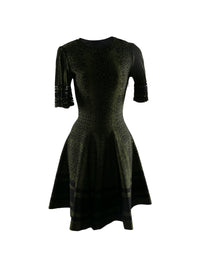 Robe à manches courtes ajourées - Noir & Vert