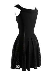 Sleeveless silk blend short dress - Black