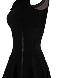 Sleeveless silk blend short dress - Black
