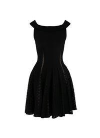 Sleeveless silk blend short dress - Black