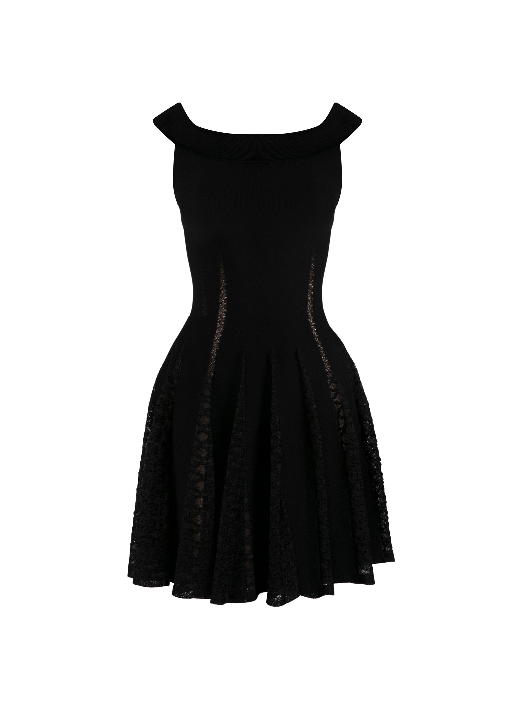 Sleeveless silk blend short dress - Black