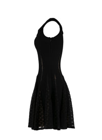 Sleeveless silk blend short dress - Black