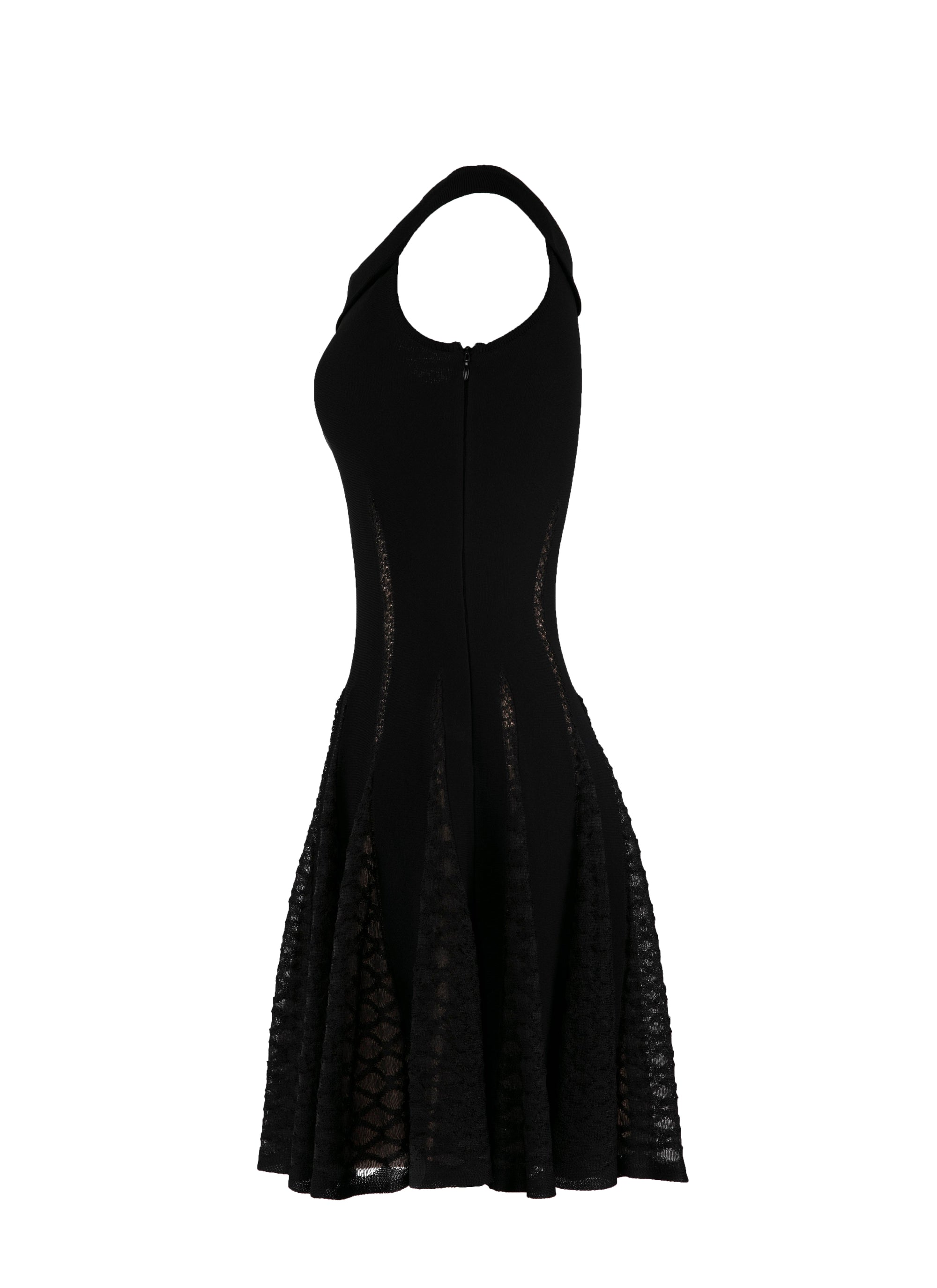 Sleeveless silk blend short dress - Black