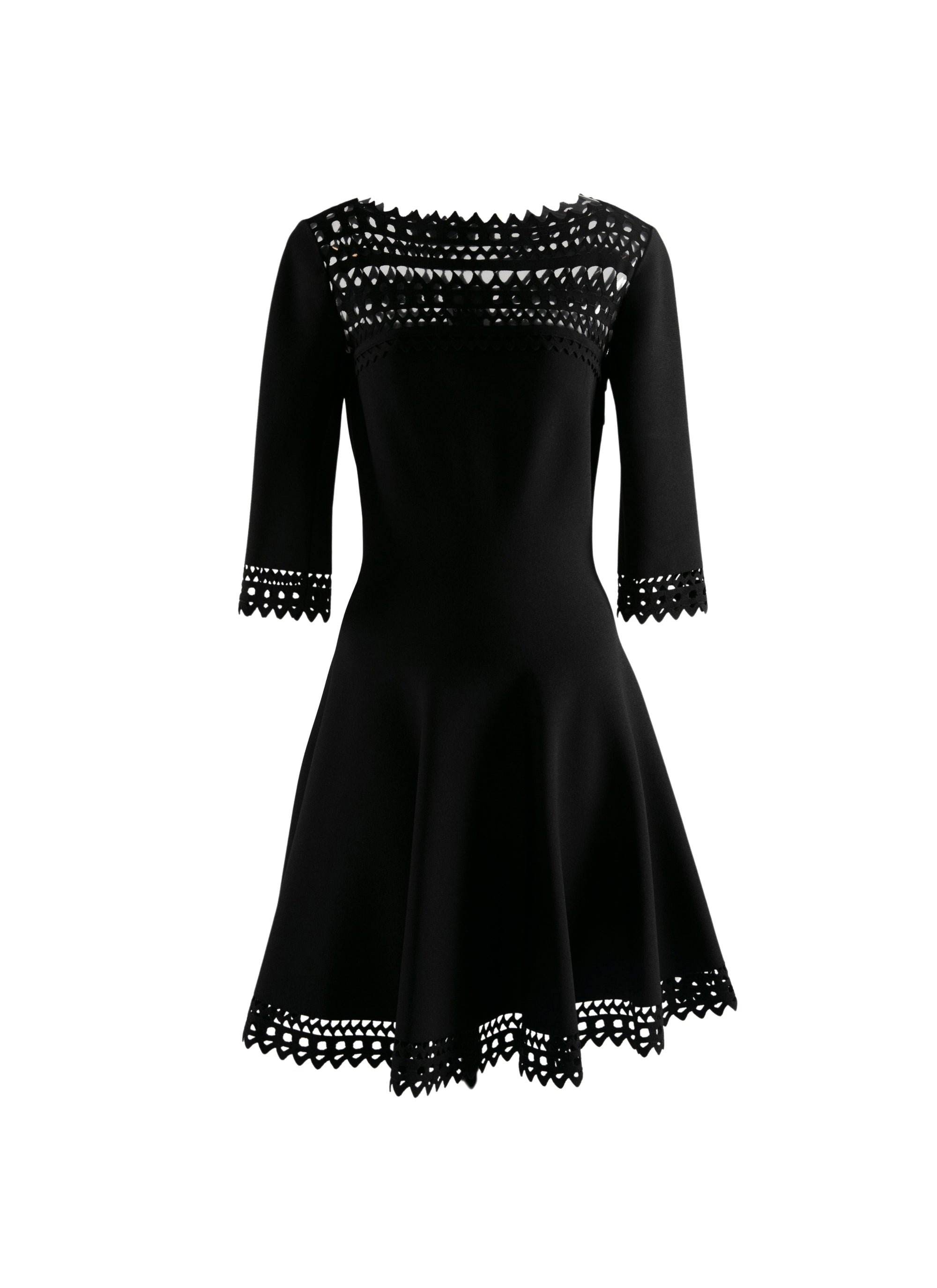 Robe courte stretch évasée et ajourée - Noir