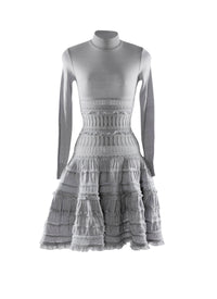 Robe courte à manches longues en laine - Gris