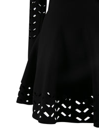 Mini robe à manches longues en laine - Noir