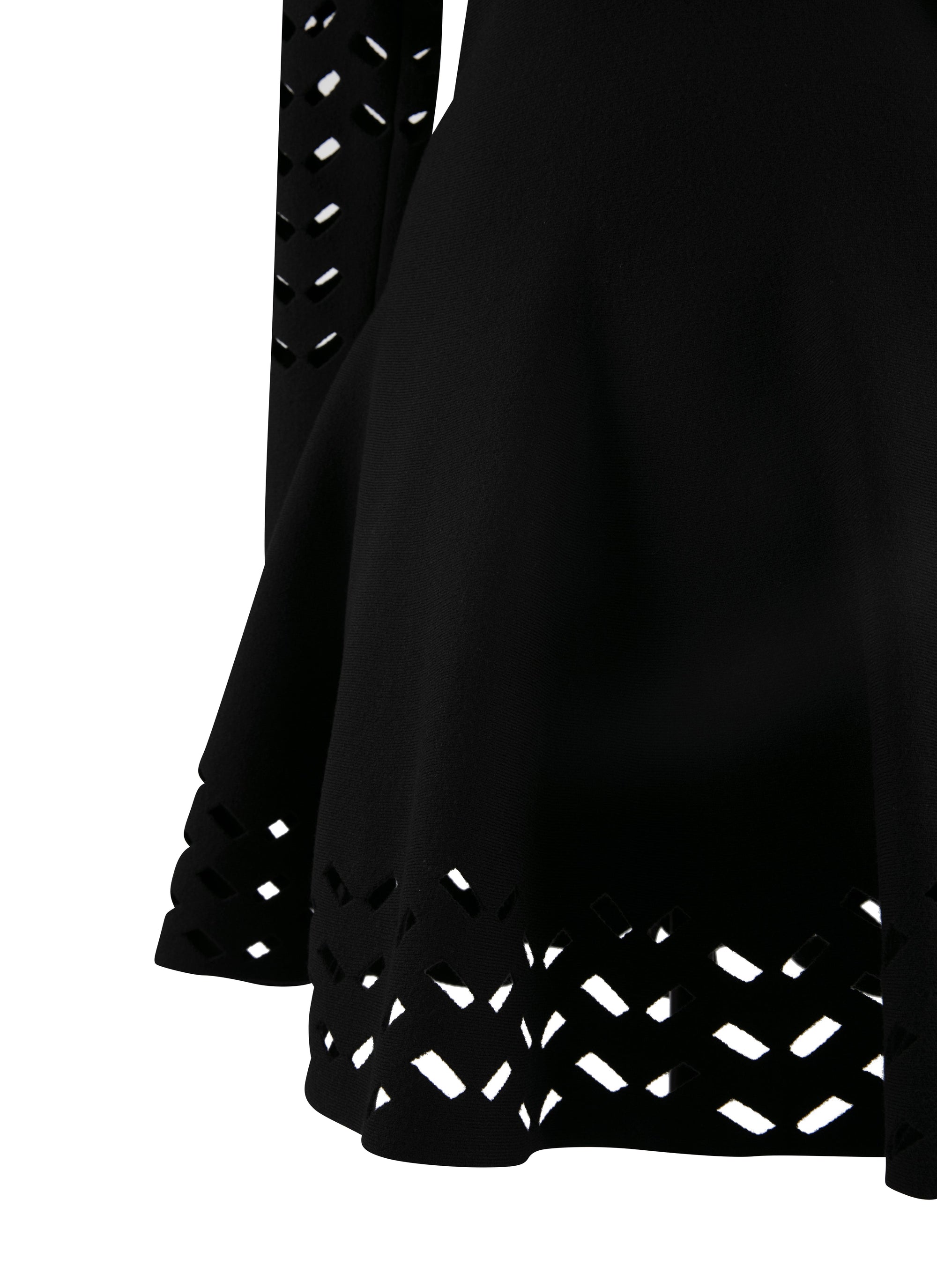 Mini robe à manches longues en laine - Noir
