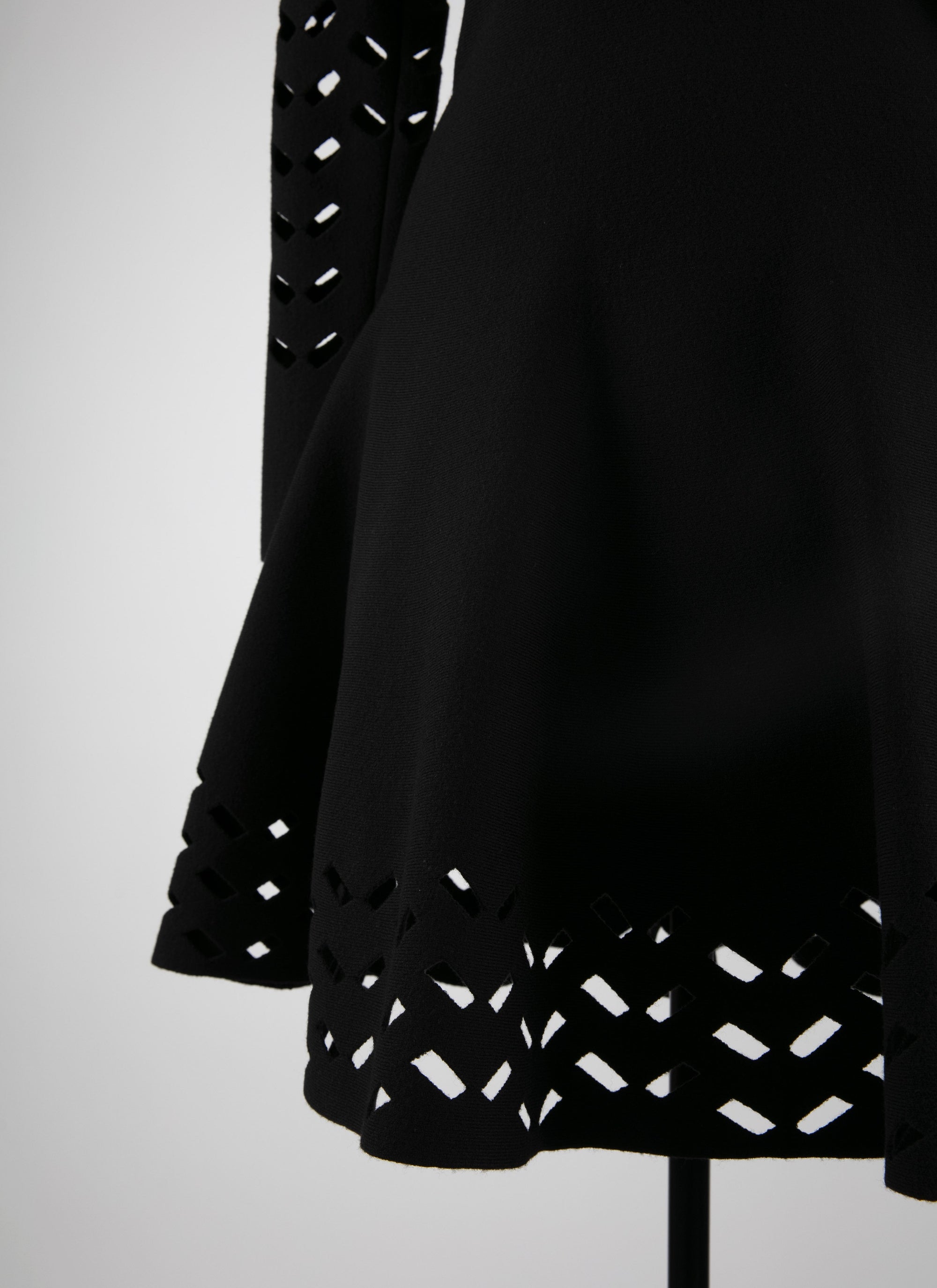 Mini robe à manches longues en laine - Noir