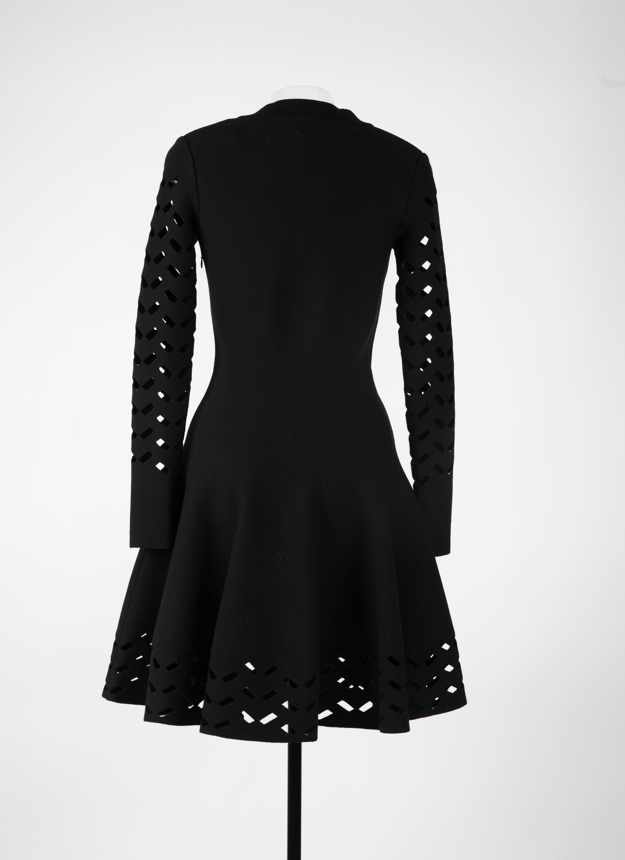 Mini robe à manches longues en laine - Noir