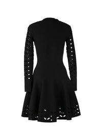 Mini robe à manches longues en laine - Noir