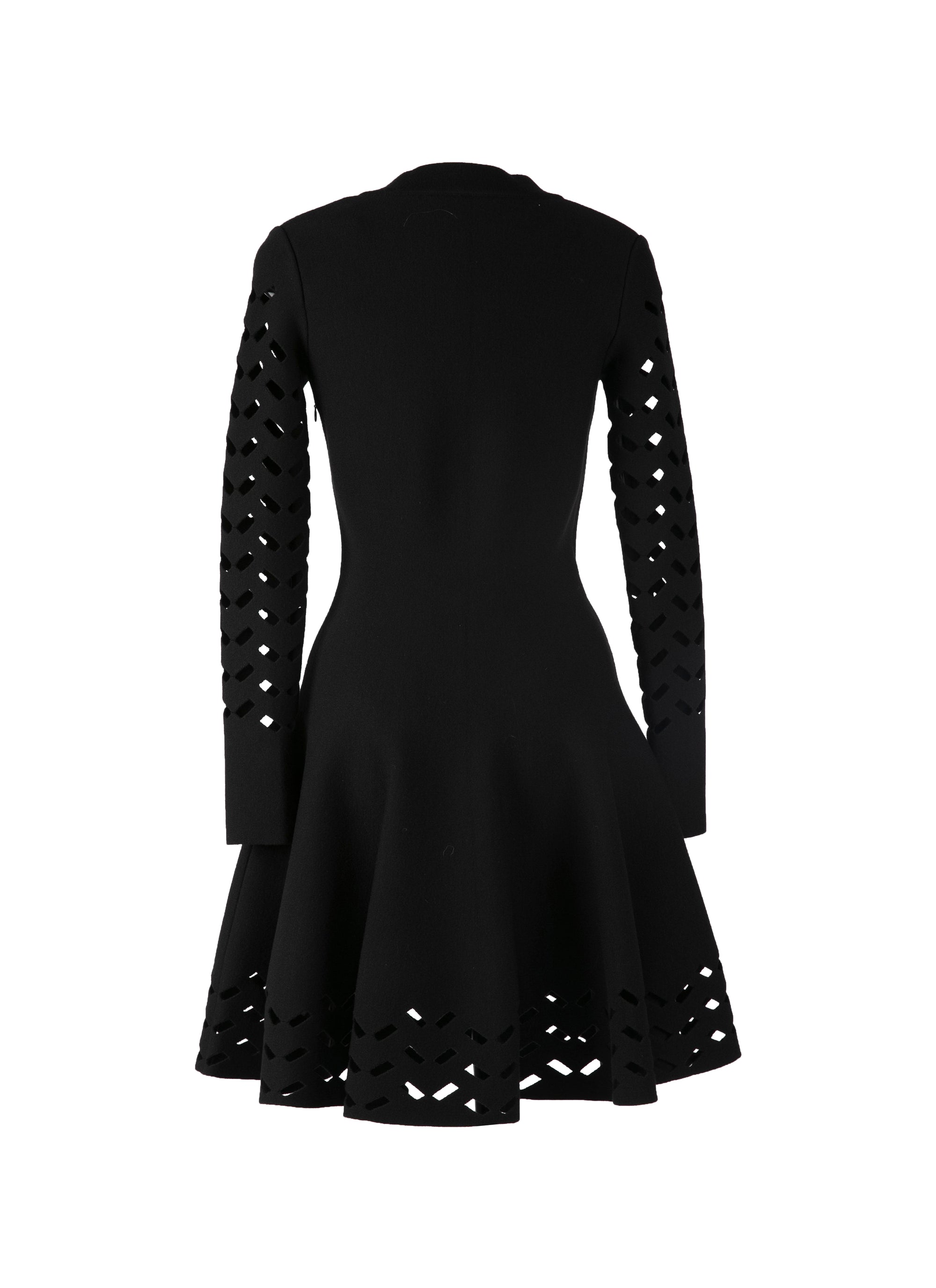 Mini robe à manches longues en laine - Noir