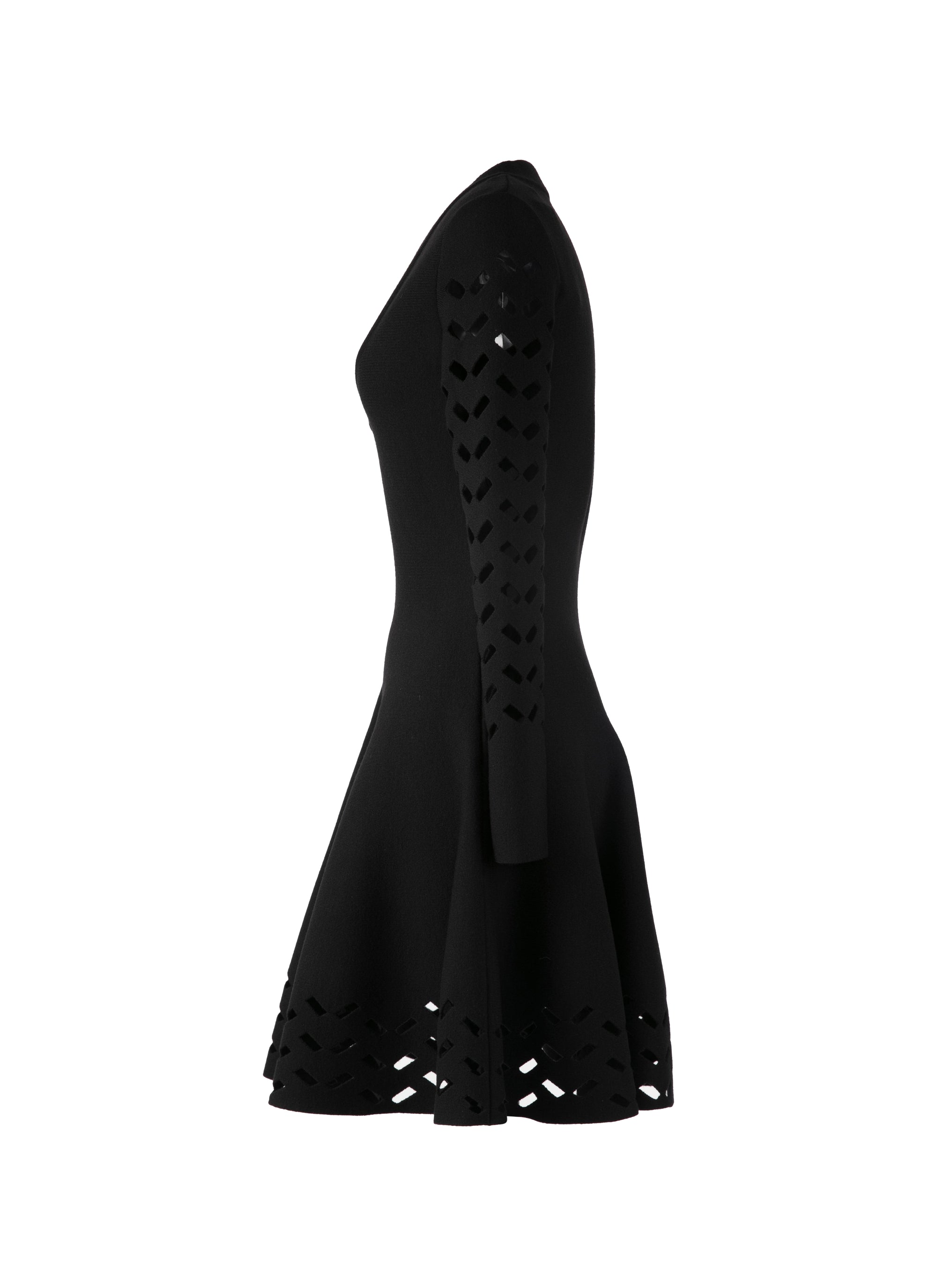 Mini robe à manches longues en laine - Noir