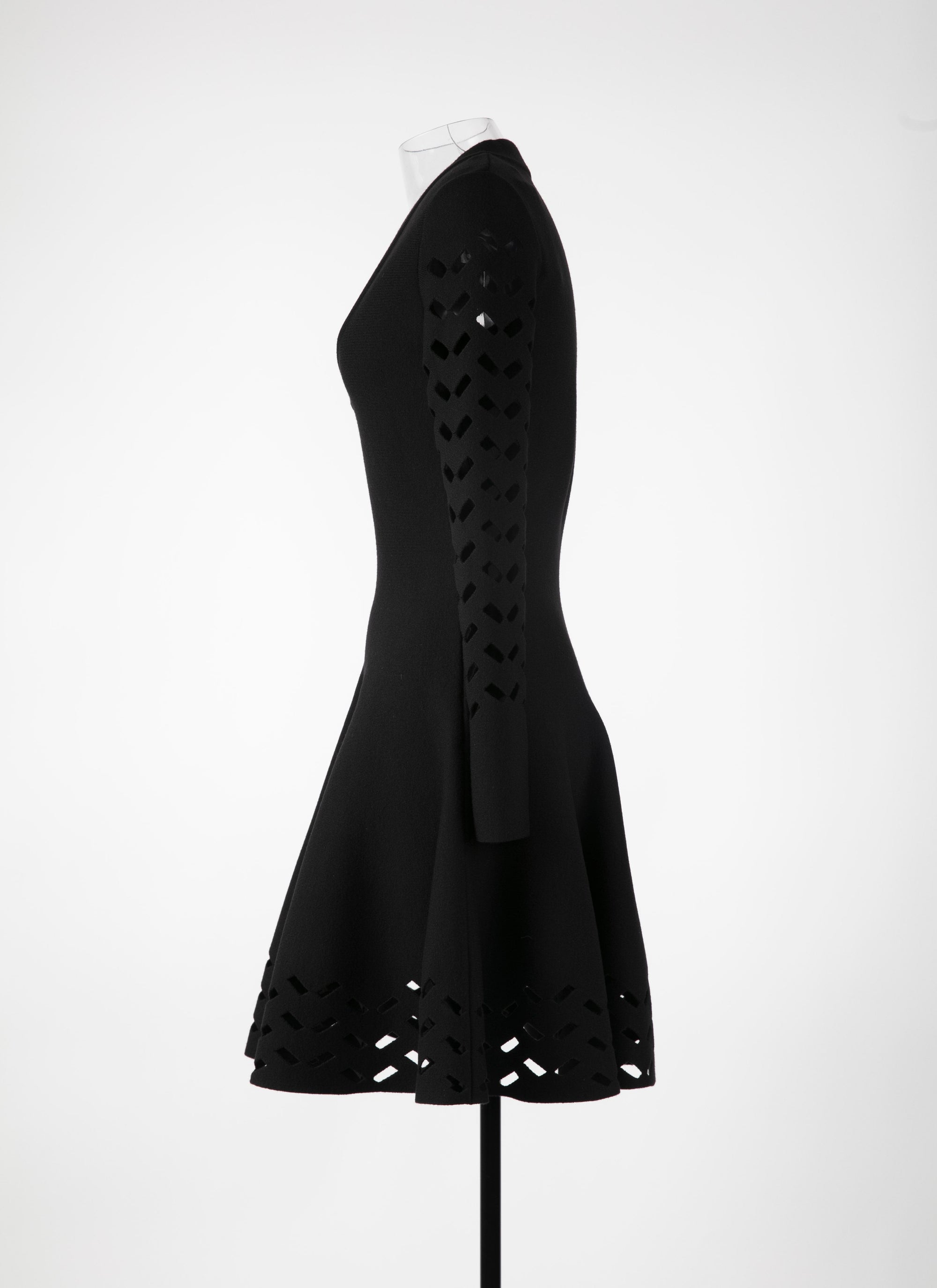 Mini robe à manches longues en laine - Noir