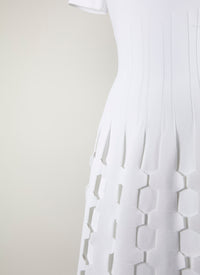Mini robe à manches courtes en maille - Blanc