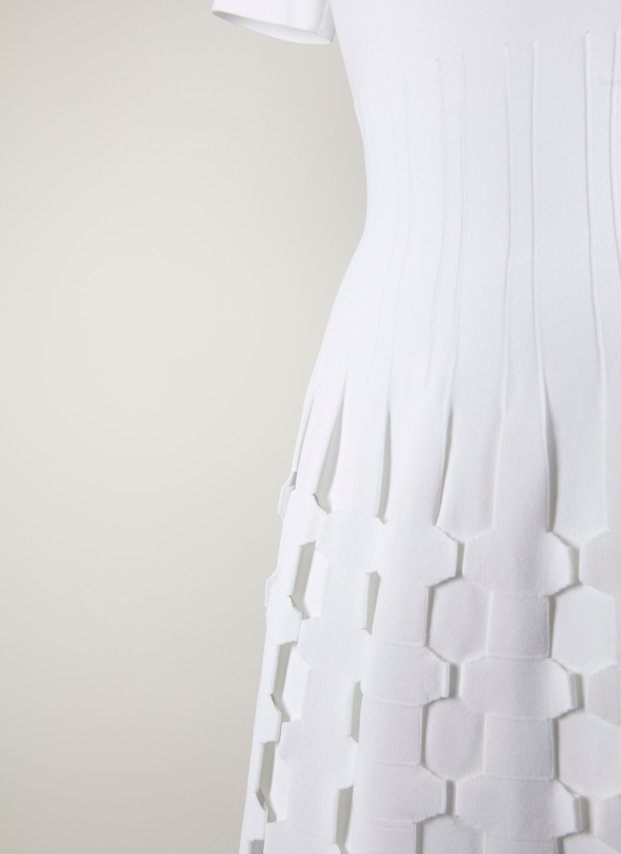 Mini robe à manches courtes en maille - Blanc