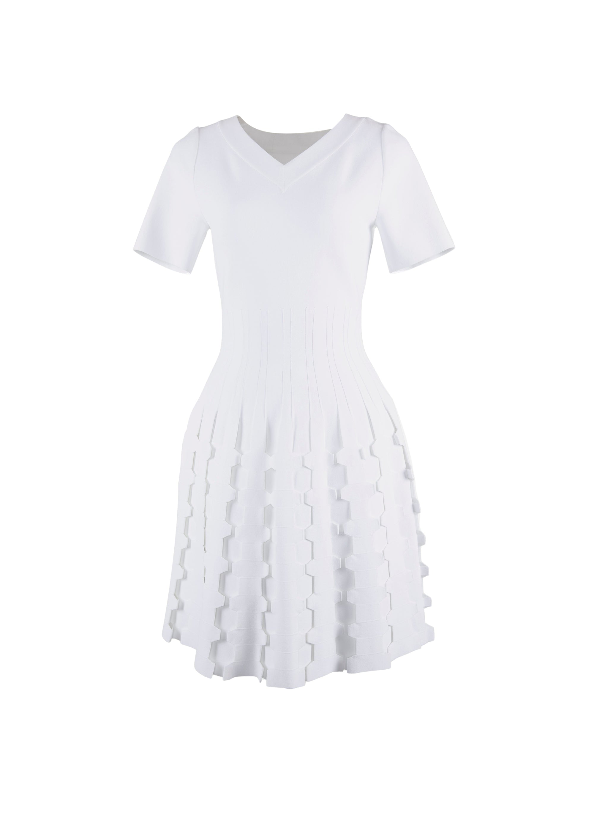 Mini robe à manches courtes en maille - Blanc
