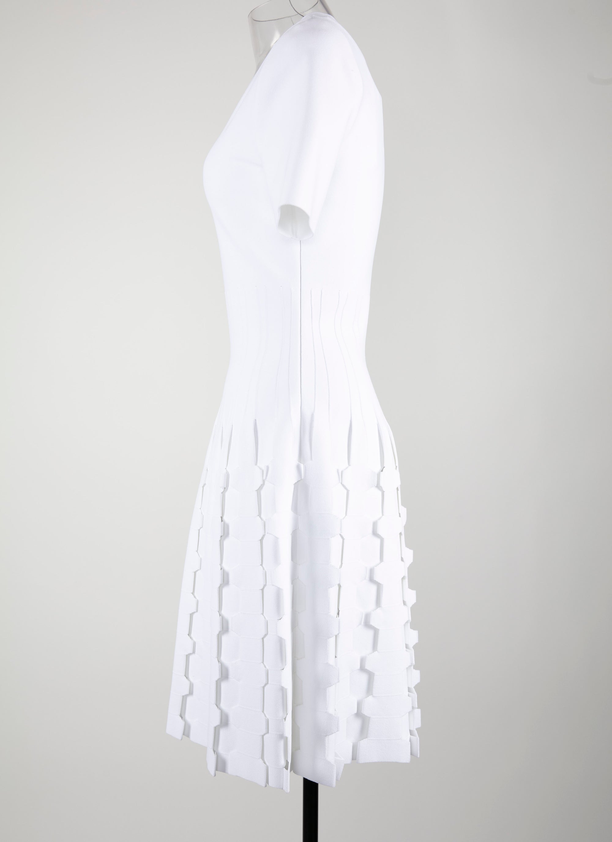 Mini robe à manches courtes en maille - Blanc