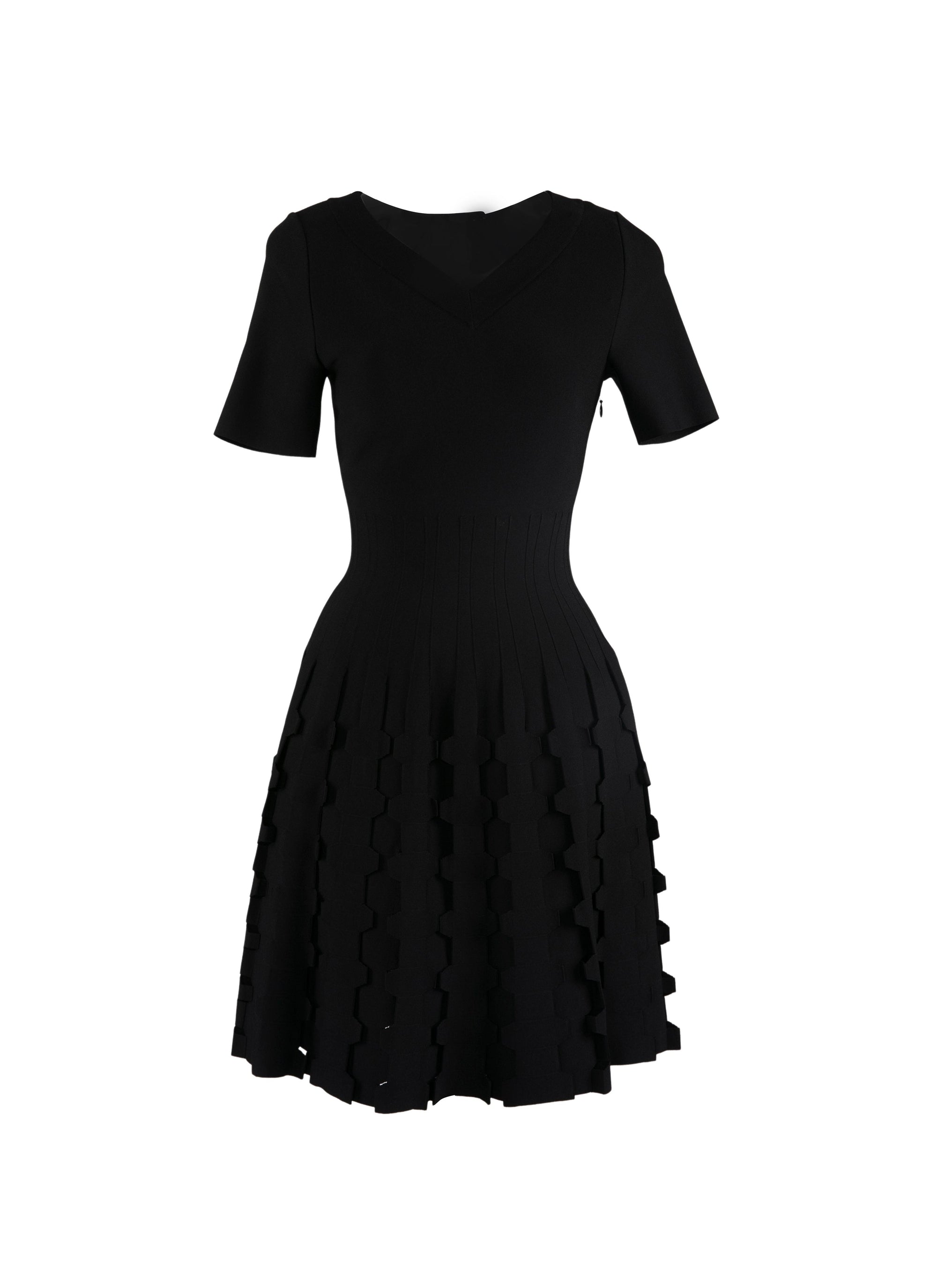 Mini robe à manches courtes en maille - Noir