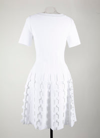 Mini robe à manches courtes en maille - Blanc