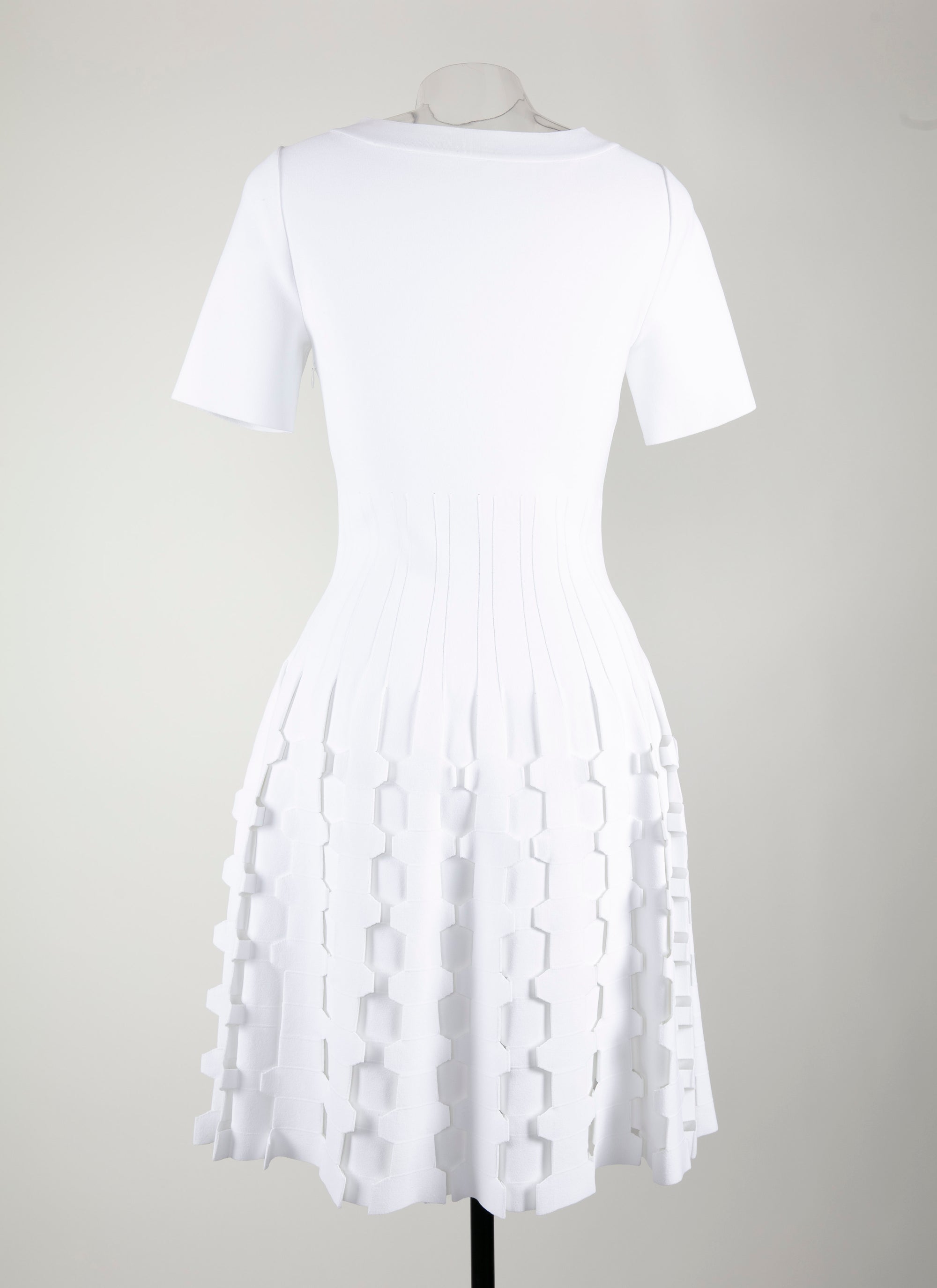 Mini robe à manches courtes en maille - Blanc