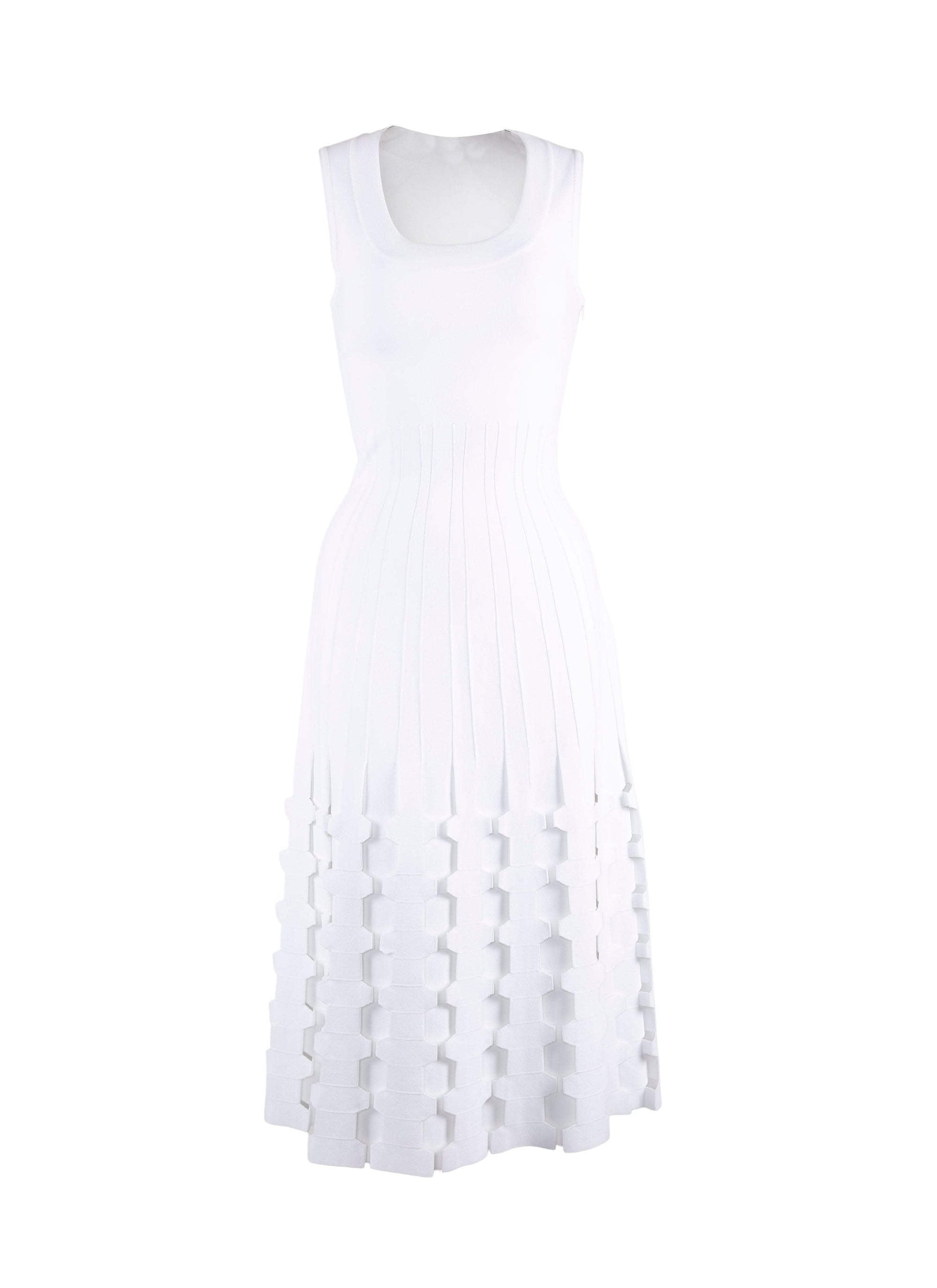 Robe midi sans manches en maille - Blanc