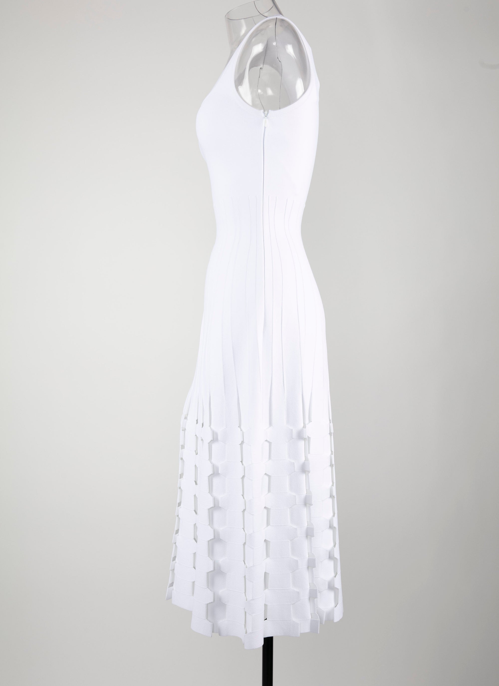 Robe midi sans manches en maille - Blanc