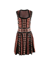 Robe courte à motif géométrique jacquard - Bois de Rose & Noir