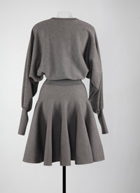 Robe courte ceinturée à manches longues en laine - Gris Chine
