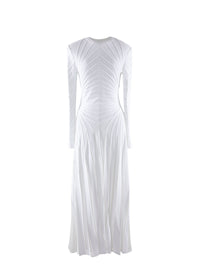 Robe longue à lignes graphiques et sculptantes - Blanc