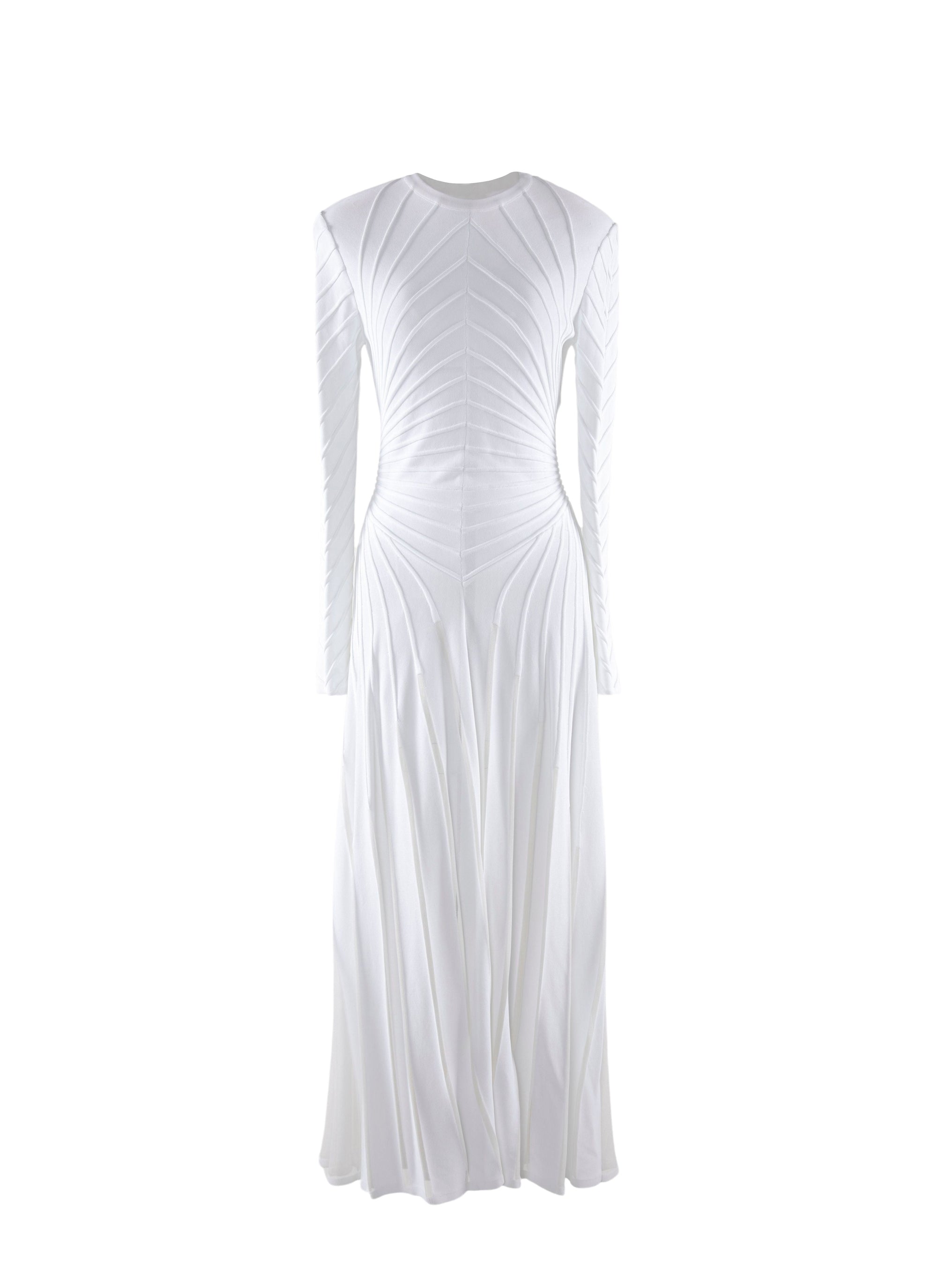 Robe longue à lignes graphiques et sculptantes - Blanc
