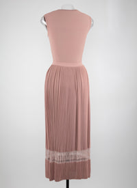 Robe midi sans manches à col ouvert carré en maille - Rose Chair
