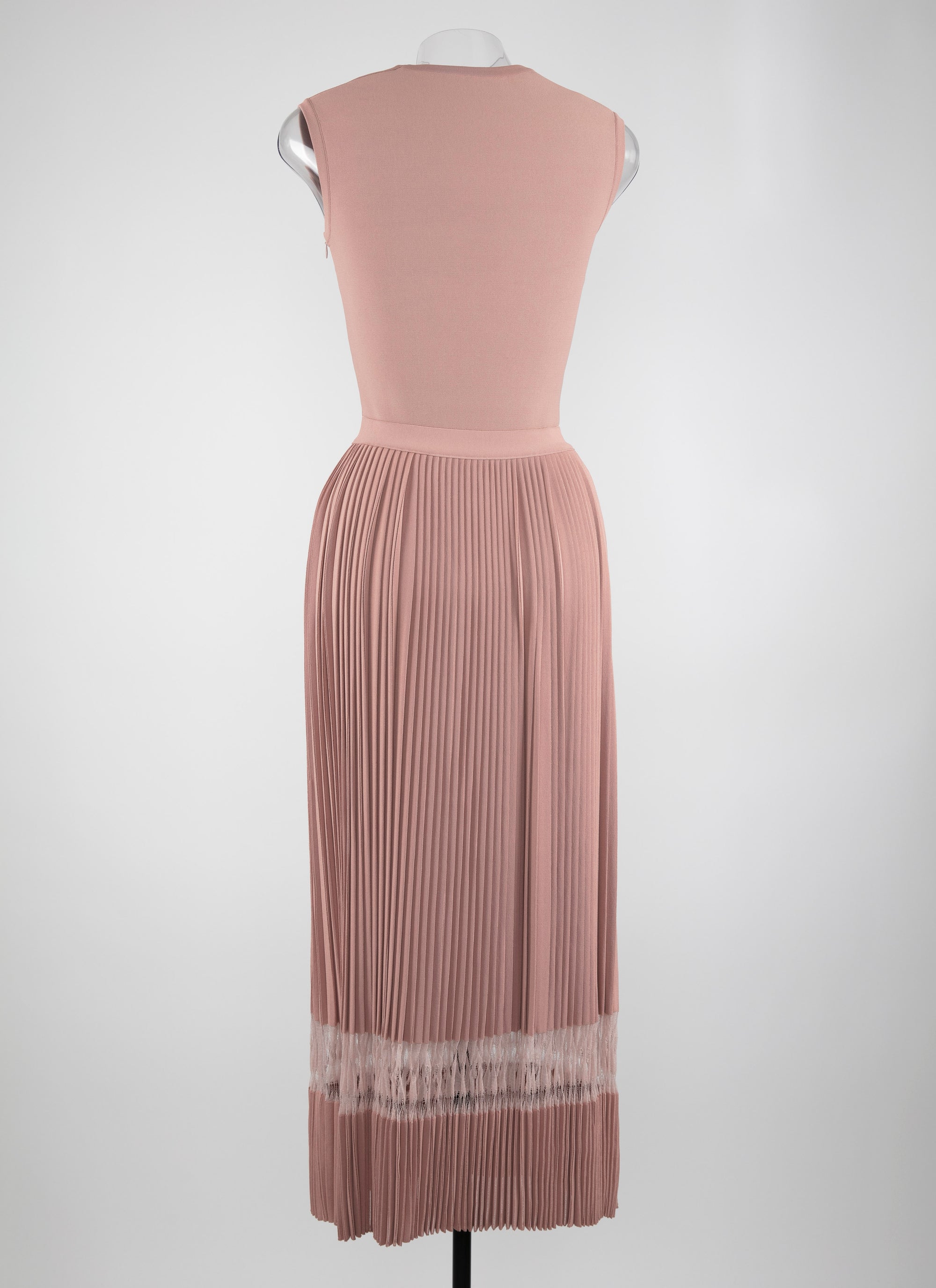 Robe midi sans manches à col ouvert carré en maille - Rose Chair