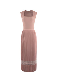 Robe midi sans manches à col ouvert carré en maille - Rose Chair