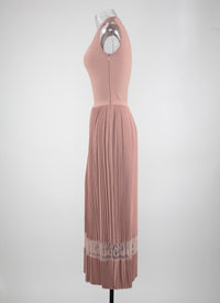 Robe midi sans manches à col ouvert carré en maille - Rose Chair