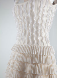Robe de soirée longue à mini-frous en soie - Ivoire