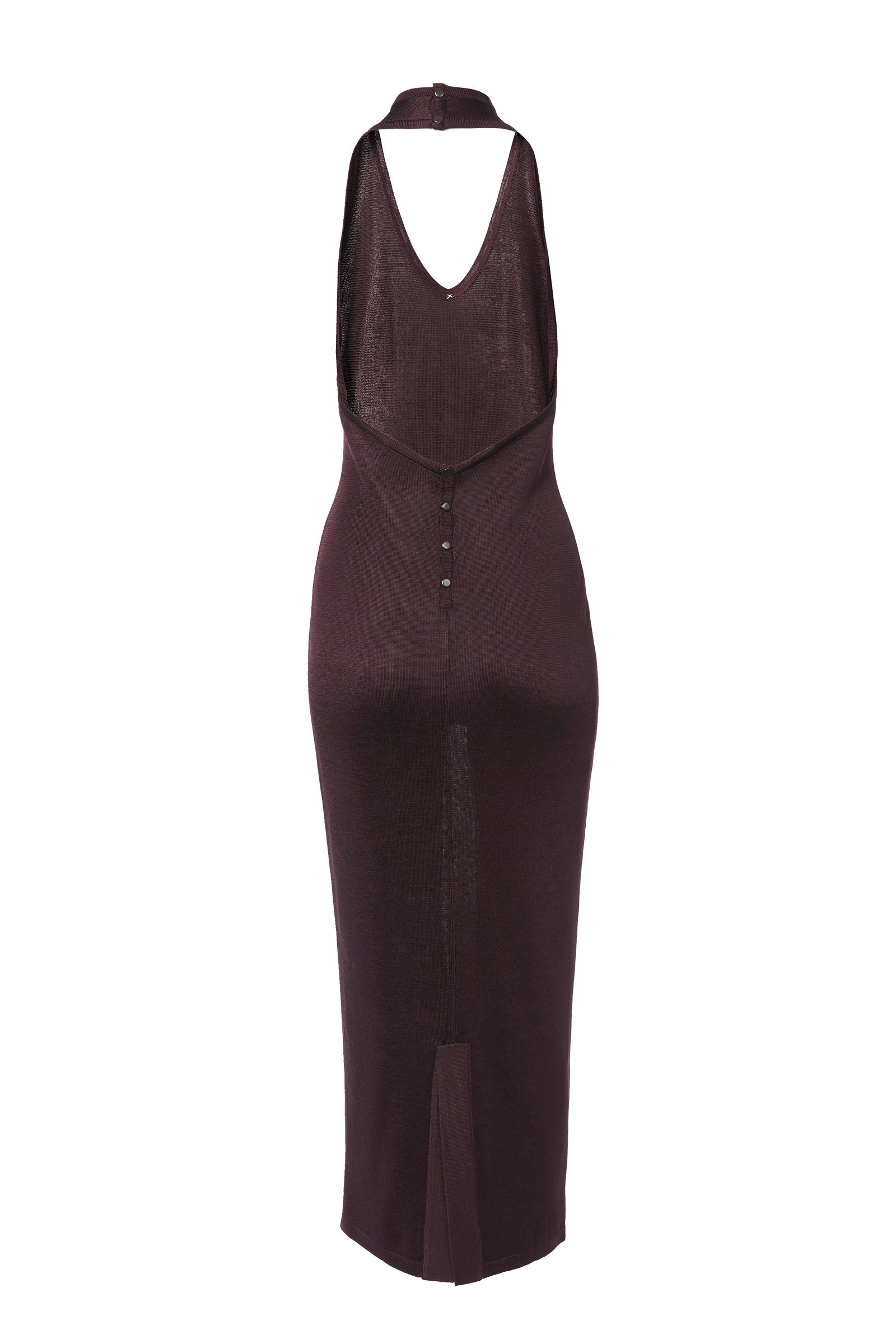 Robe longue dos nu à encolure basse - Aubergine