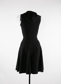 Short hooded skater dress - Black intense
