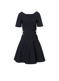 Robe évasée à manches courtes - Noir Alaia