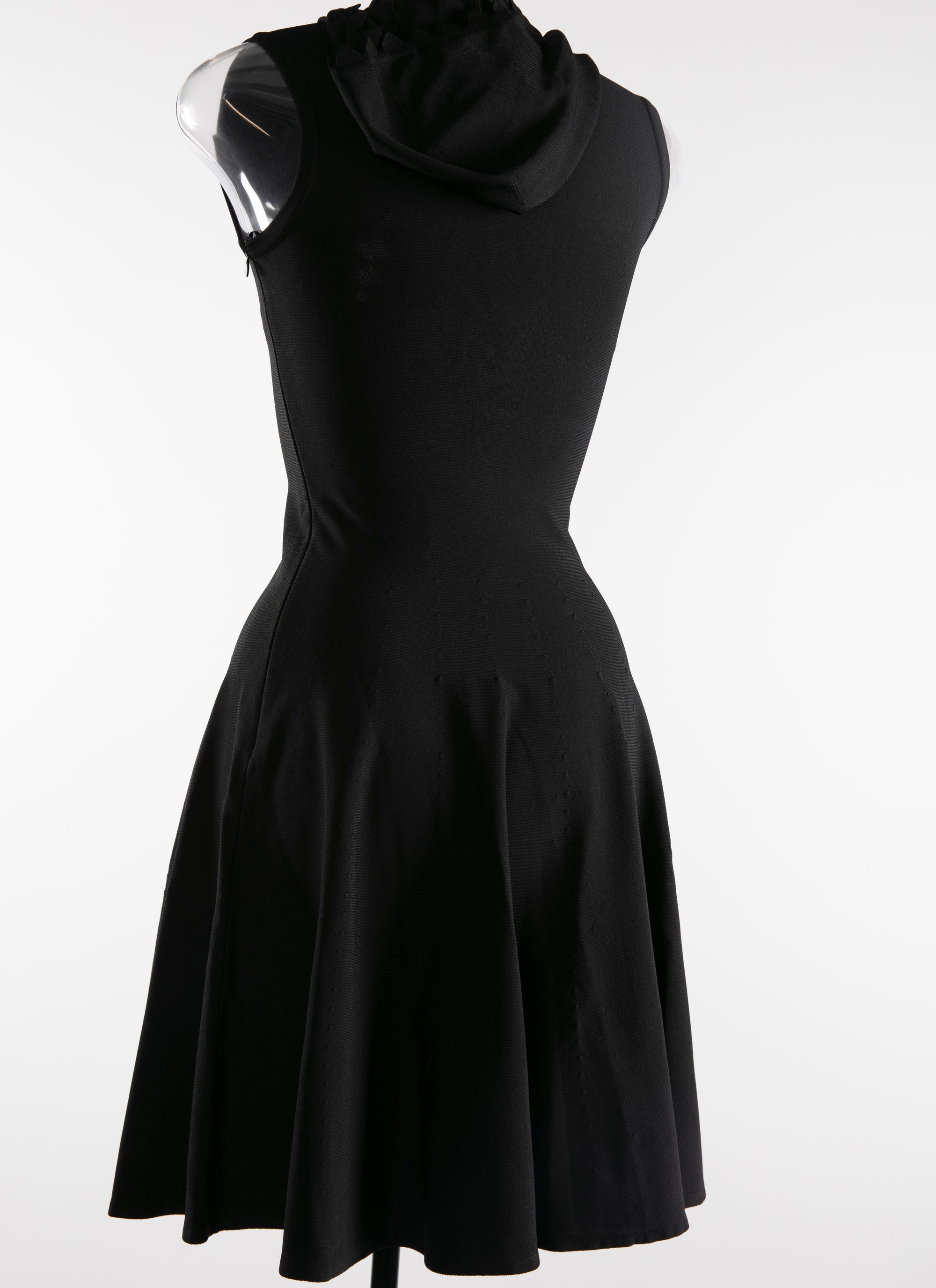 Short hooded skater dress - Black intense