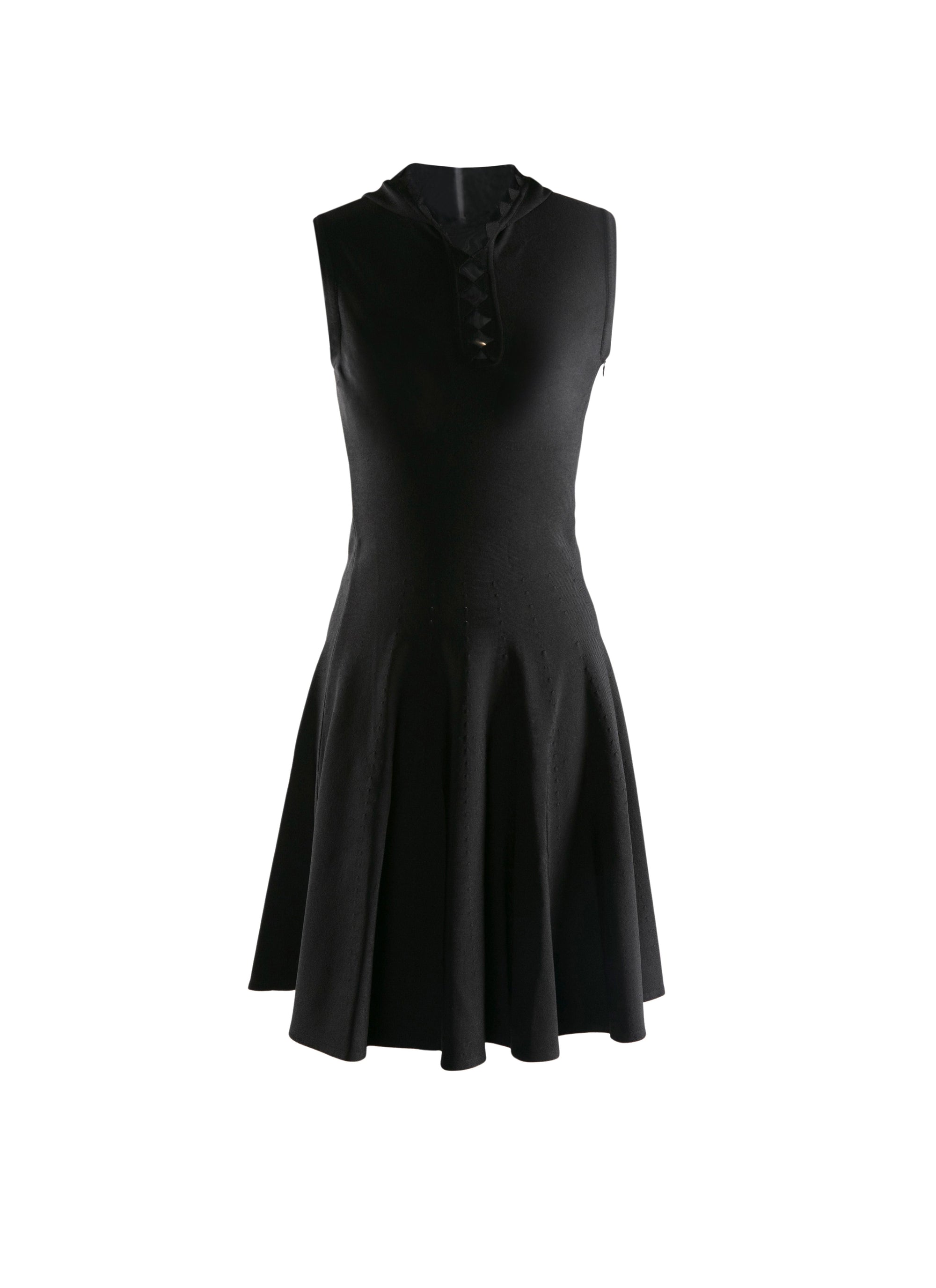 Short hooded skater dress - Black intense