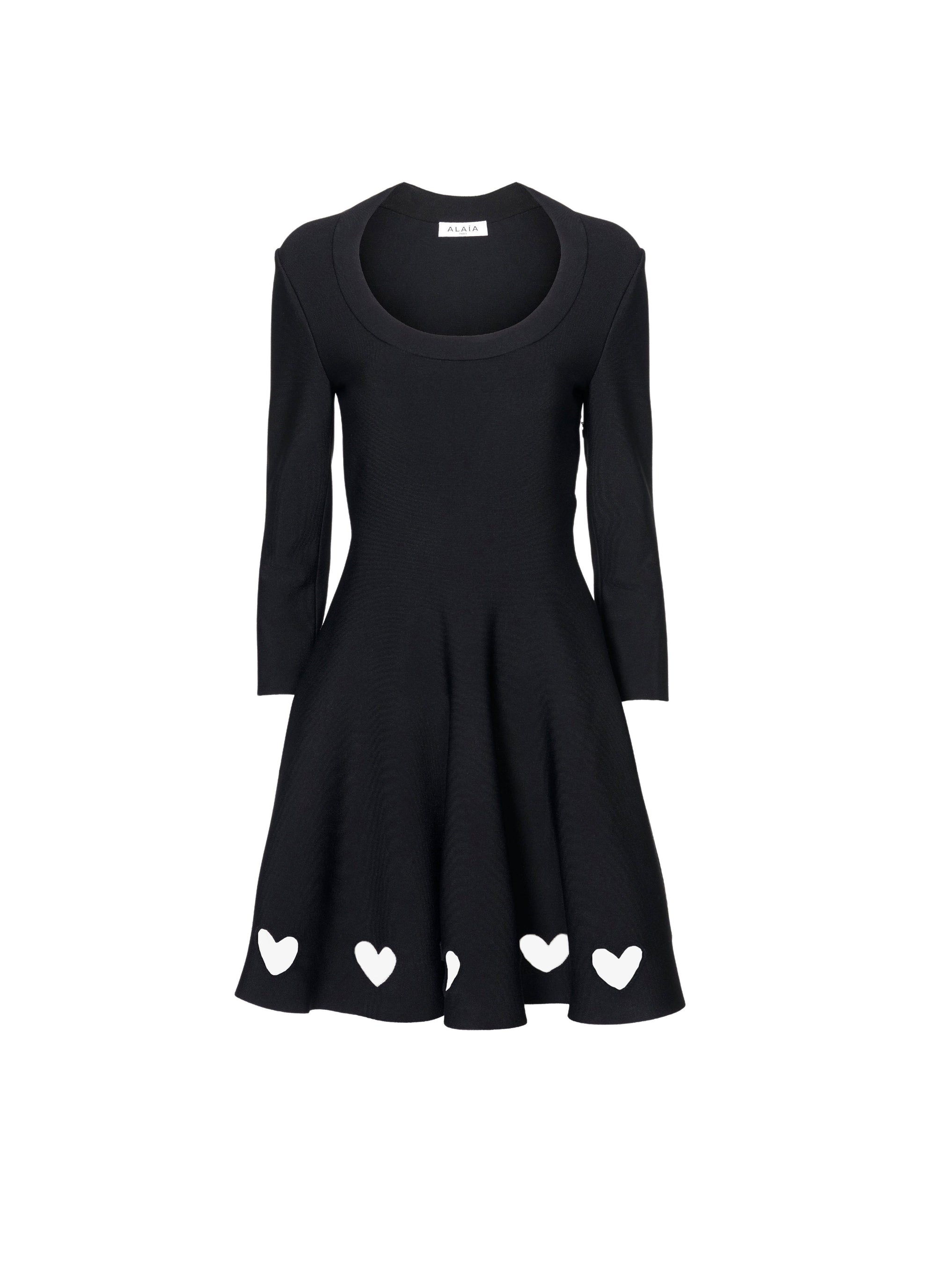 Robe patineuse courte à découpes en cœur - Noir Alaïa