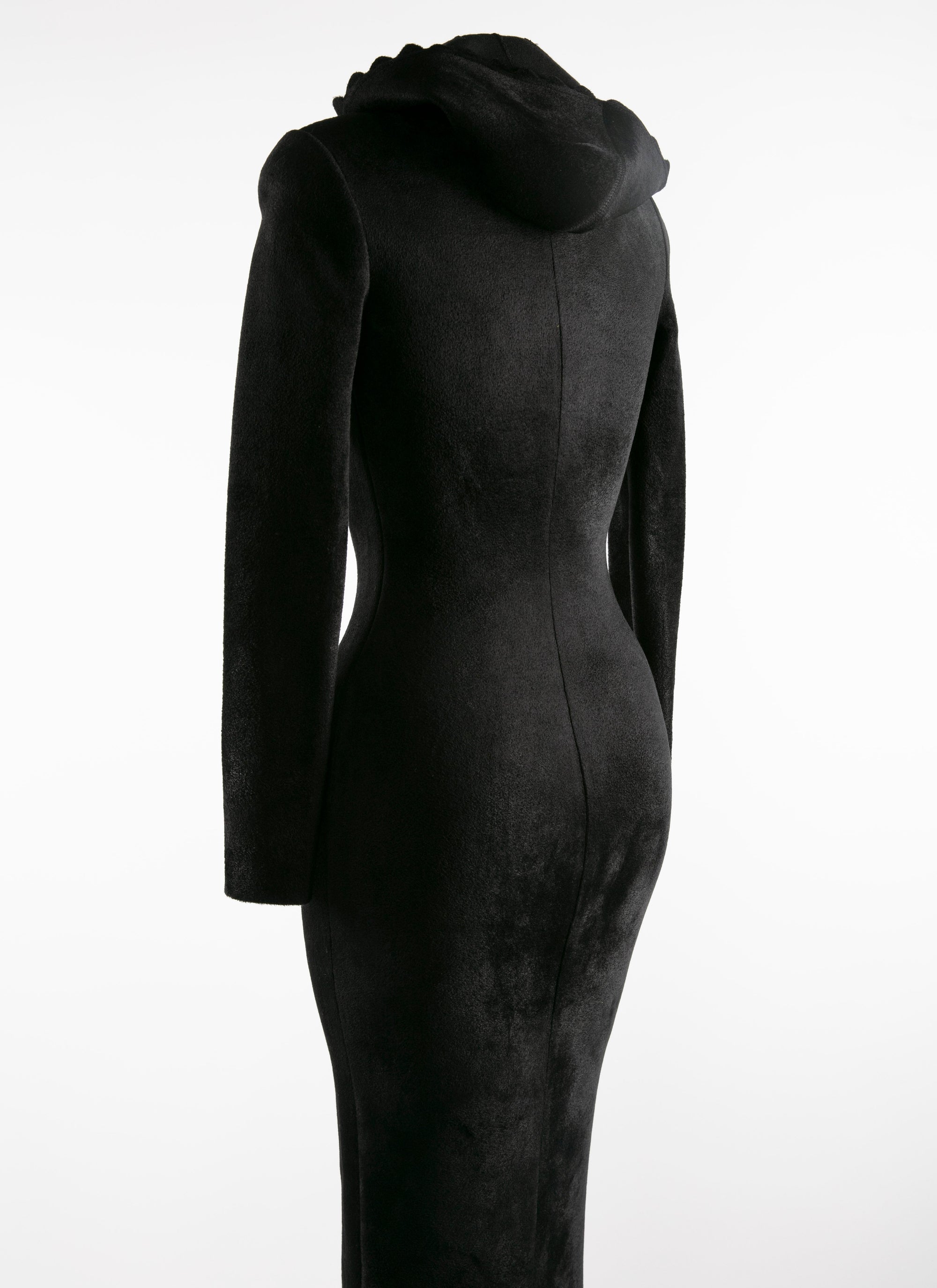 Hooded wool blend wrap dress - Black Alaïa