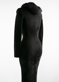 Robe longue moulante à capuche - Noir Alaia