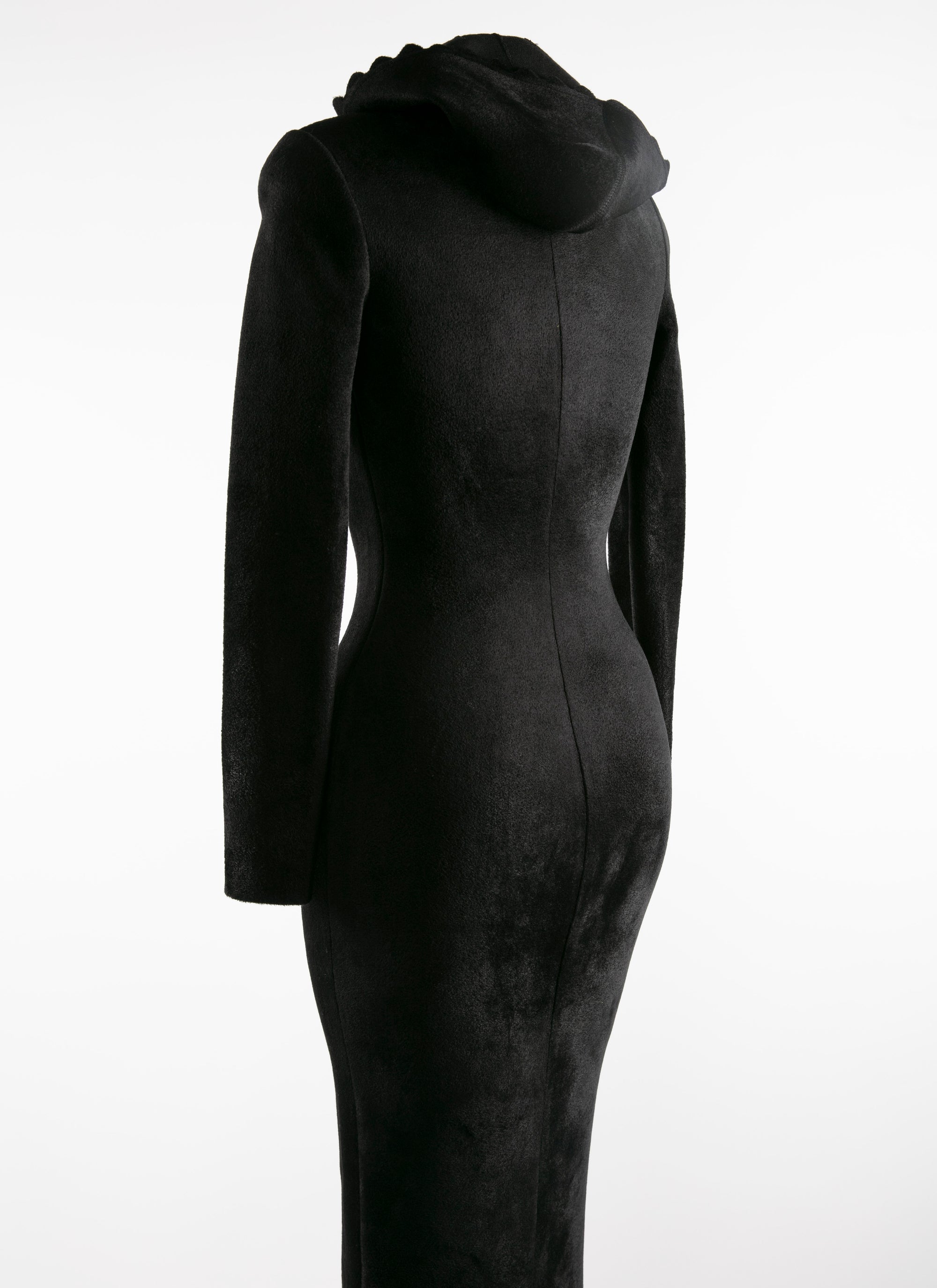 Robe longue moulante à capuche - Noir Alaia