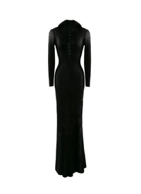 Robe longue moulante à capuche - Noir Alaia