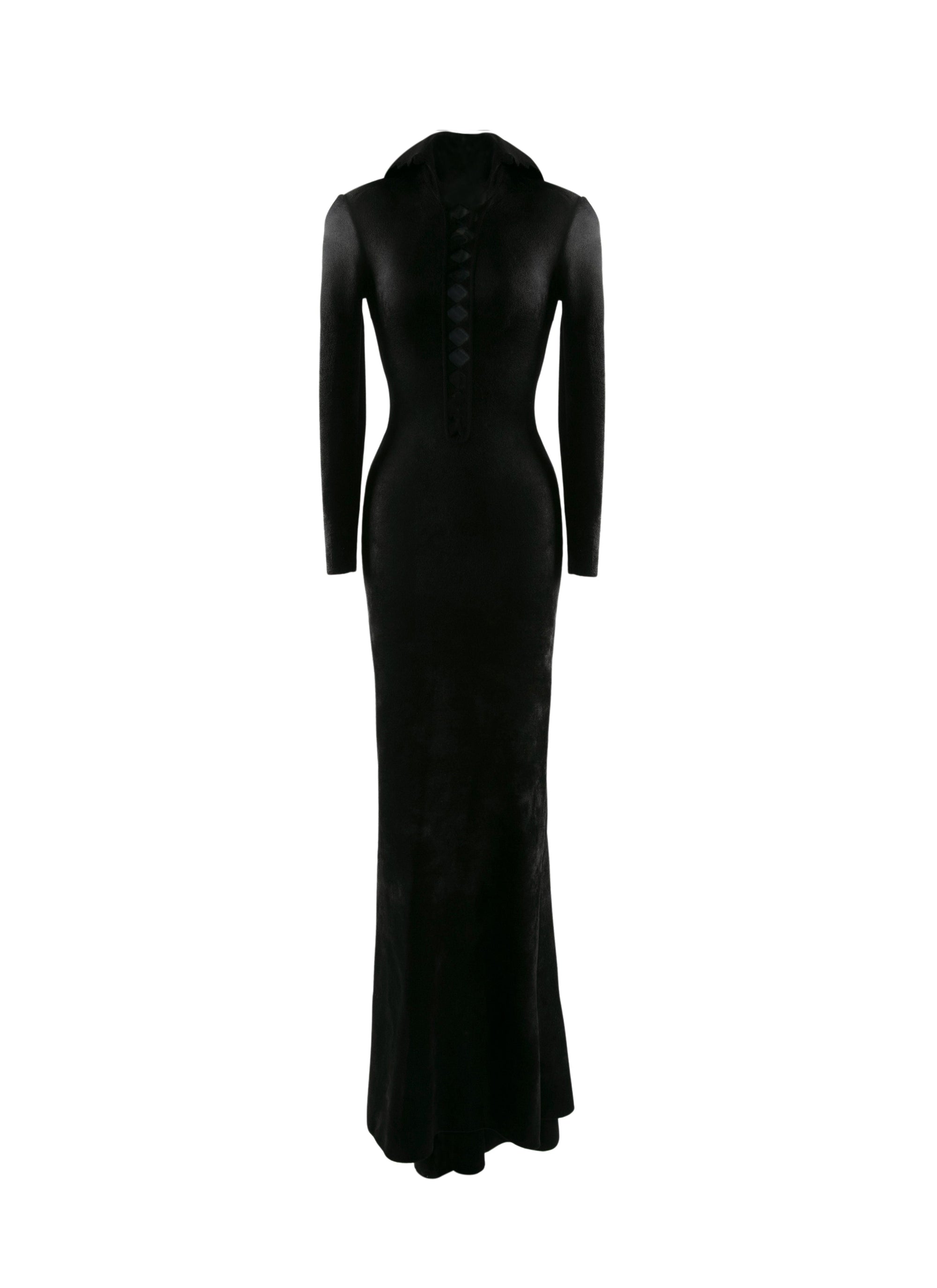 Robe longue moulante à capuche - Noir Alaia
