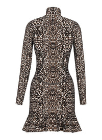 Dress with stand-up collar - Black & Ivory