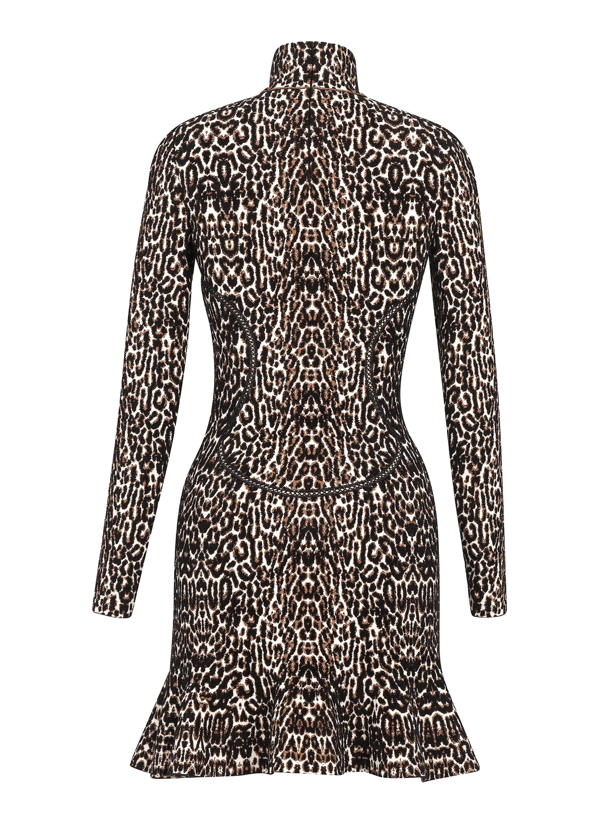 Dress with stand-up collar - Black & Ivory