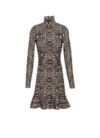Dress with stand-up collar - Black & Ivory